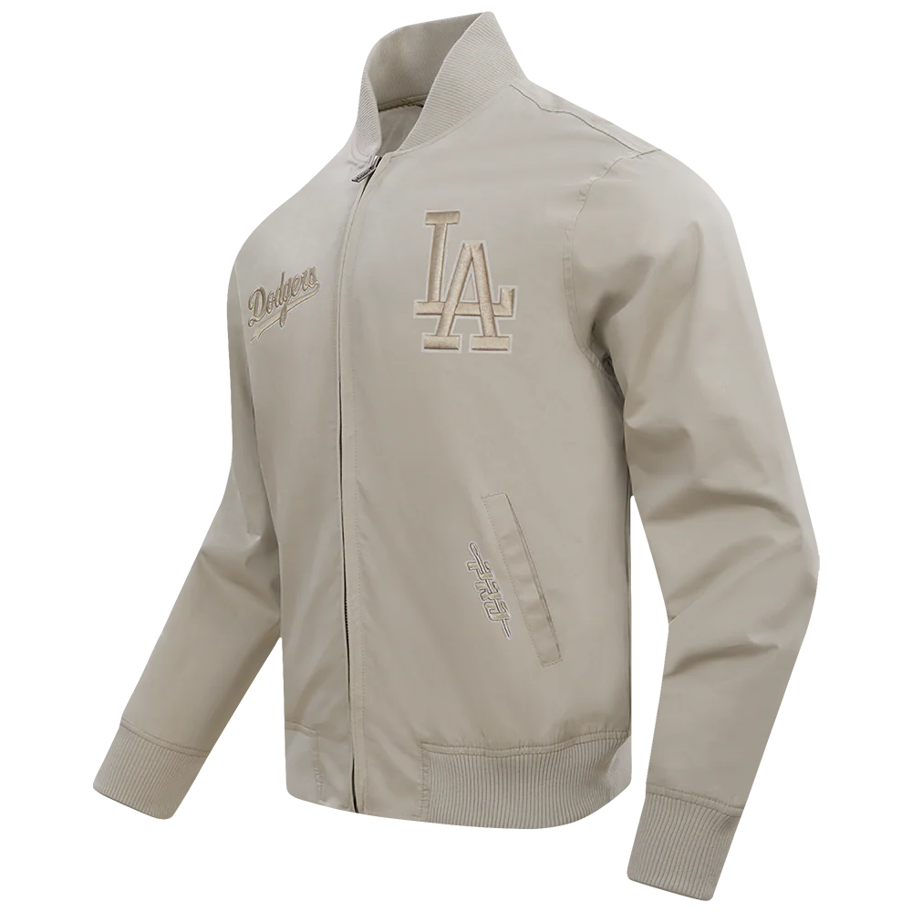 MLB LOS ANGELES DODGERS WINGSPAN MEN'S TWILL JACKET (TAUPE) - Image 3