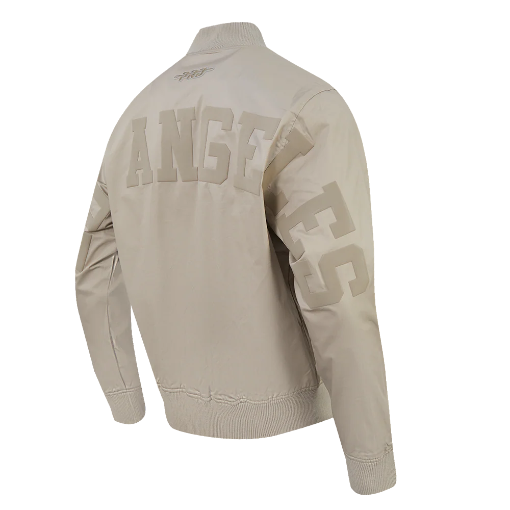 MLB LOS ANGELES DODGERS WINGSPAN MEN'S TWILL JACKET (TAUPE) - Image 4
