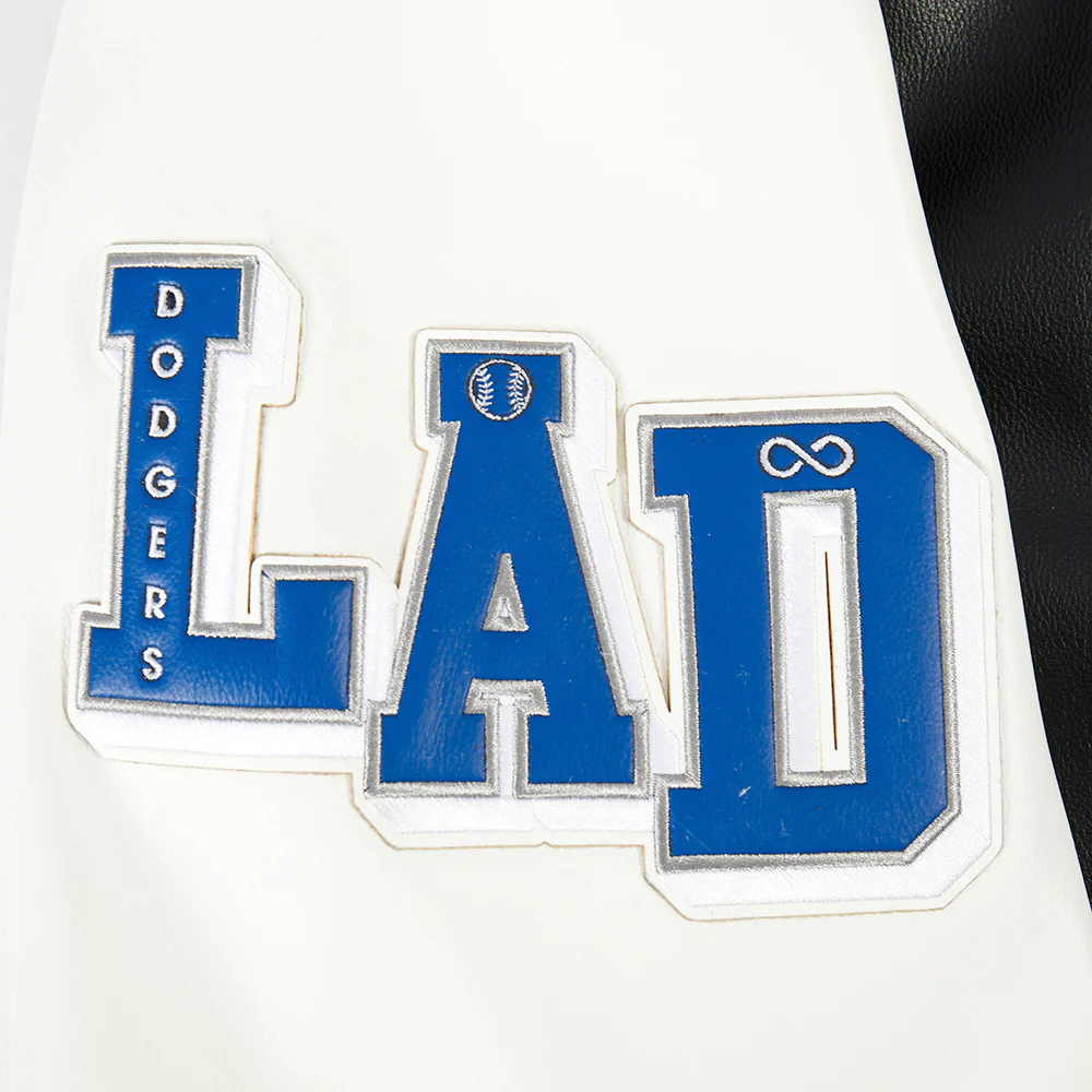 MLB LOS ANGELES DODGERS CITY SIGNATURE MEN'S LEATHER VARSITY JACKET (BLACK/WHITE) - Image 7