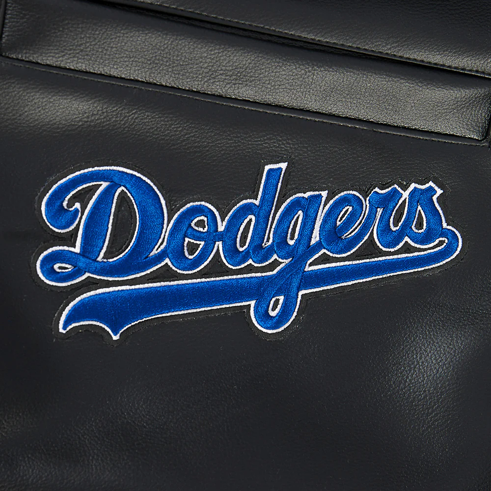 MLB LOS ANGELES DODGERS CITY SIGNATURE MEN'S LEATHER VARSITY JACKET (BLACK/WHITE) - Image 8