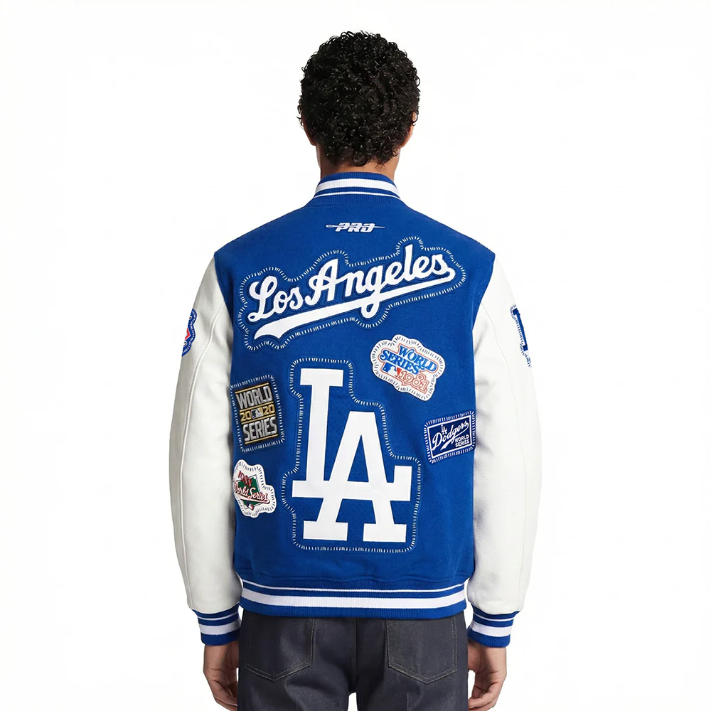 MLB LOS ANGELES DODGERS DIY PICK STITCH MEN'S RIB WOOL VARSITY JACKET (DODGER BLUE/WHITE) - Image 2