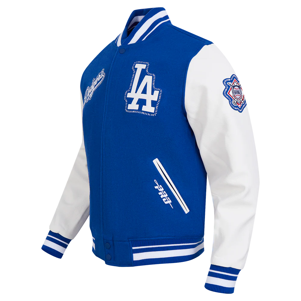 MLB LOS ANGELES DODGERS DIY PICK STITCH MEN'S RIB WOOL VARSITY JACKET (DODGER BLUE/WHITE) - Image 4