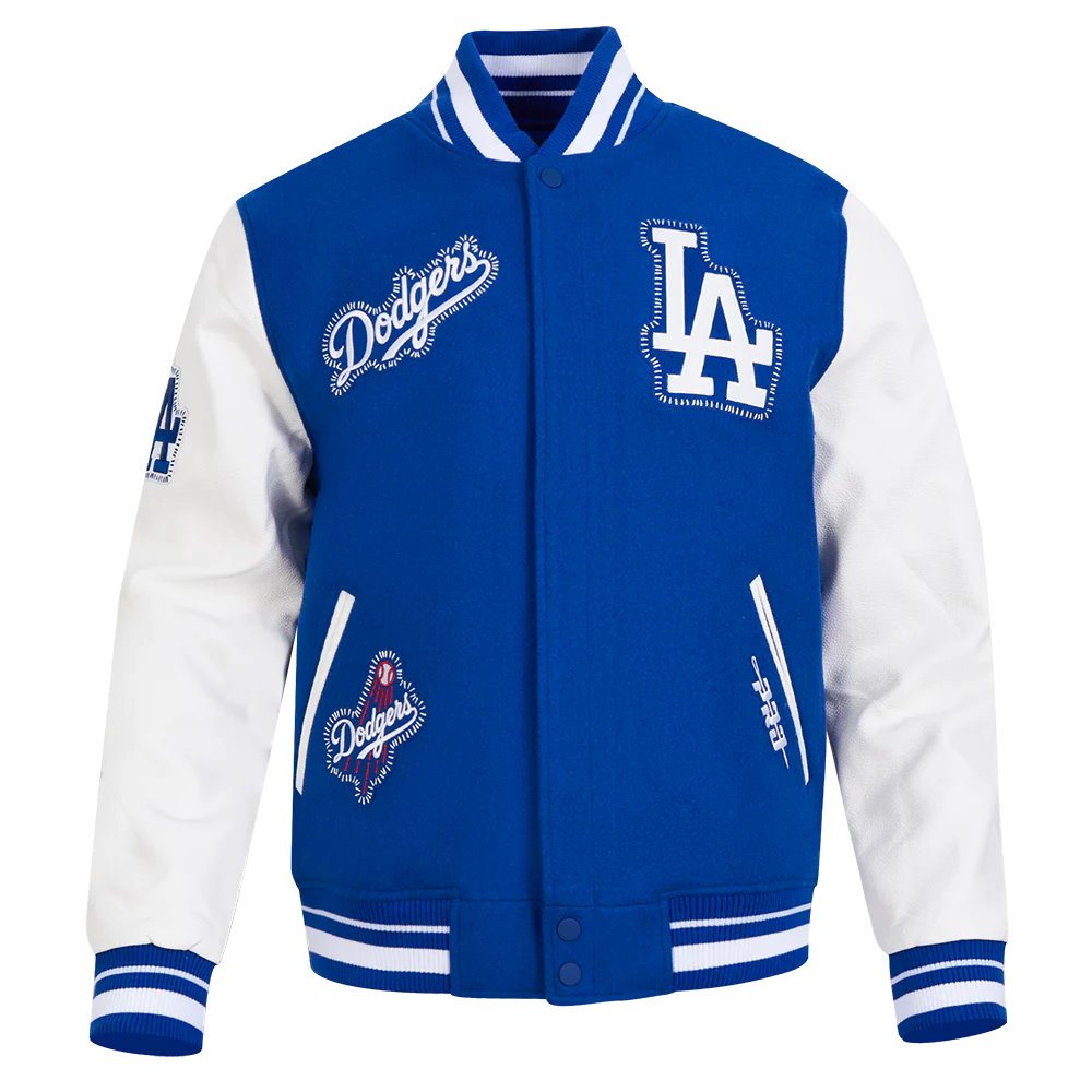 MLB LOS ANGELES DODGERS DIY PICK STITCH MEN'S RIB WOOL VARSITY JACKET (DODGER BLUE/WHITE) - Image 5