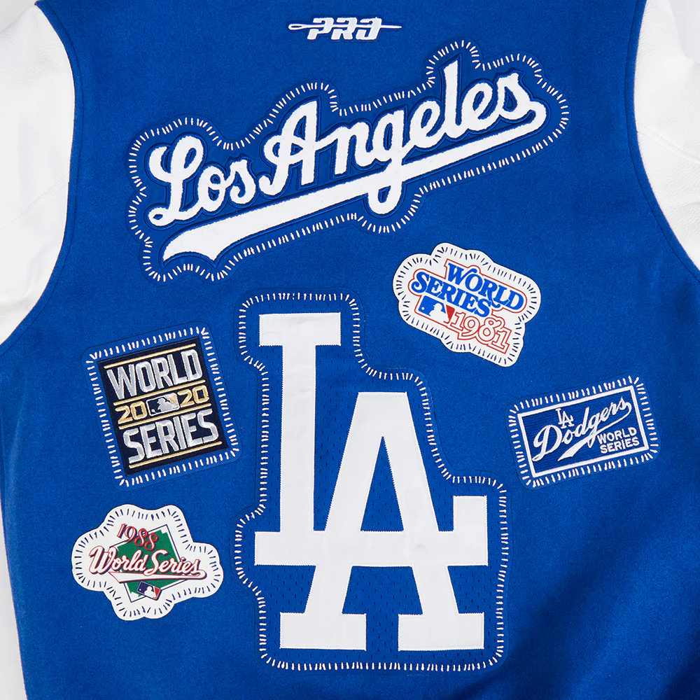 MLB LOS ANGELES DODGERS DIY PICK STITCH MEN'S RIB WOOL VARSITY JACKET (DODGER BLUE/WHITE) - Image 7