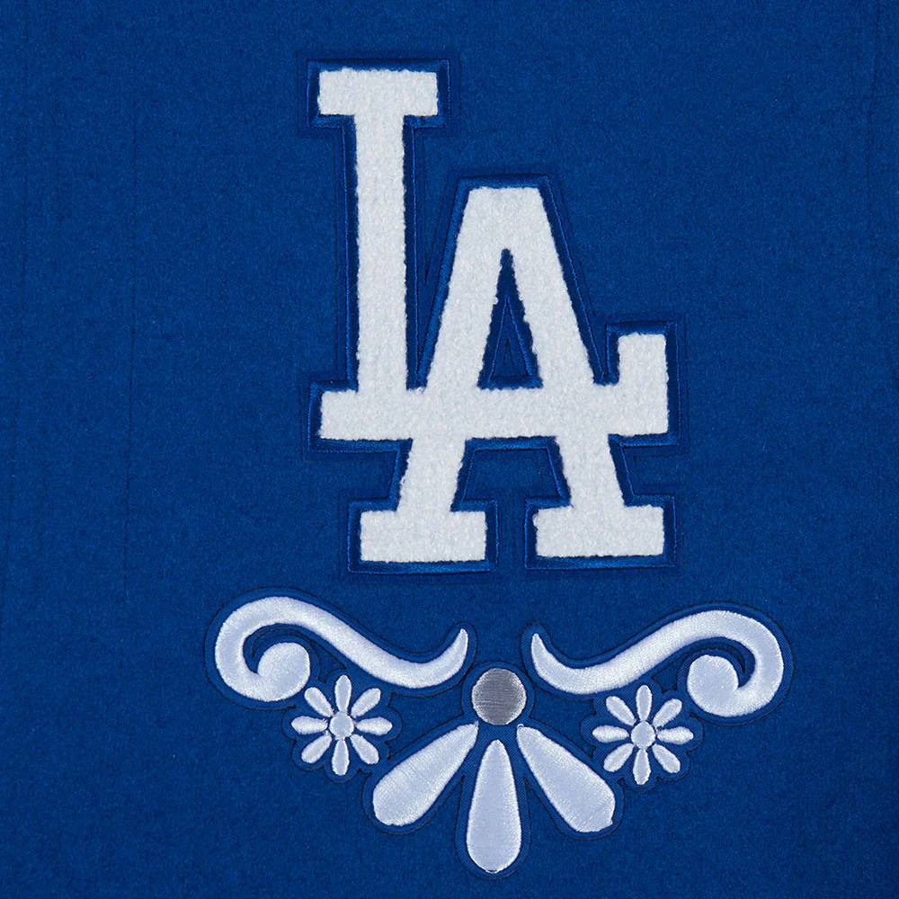 MLB LOS ANGELES DODGERS SUGAR SKULL MEN'S RIB WOOL VARSITY JACKET (DODGER BLUE/WHITE) - Image 6