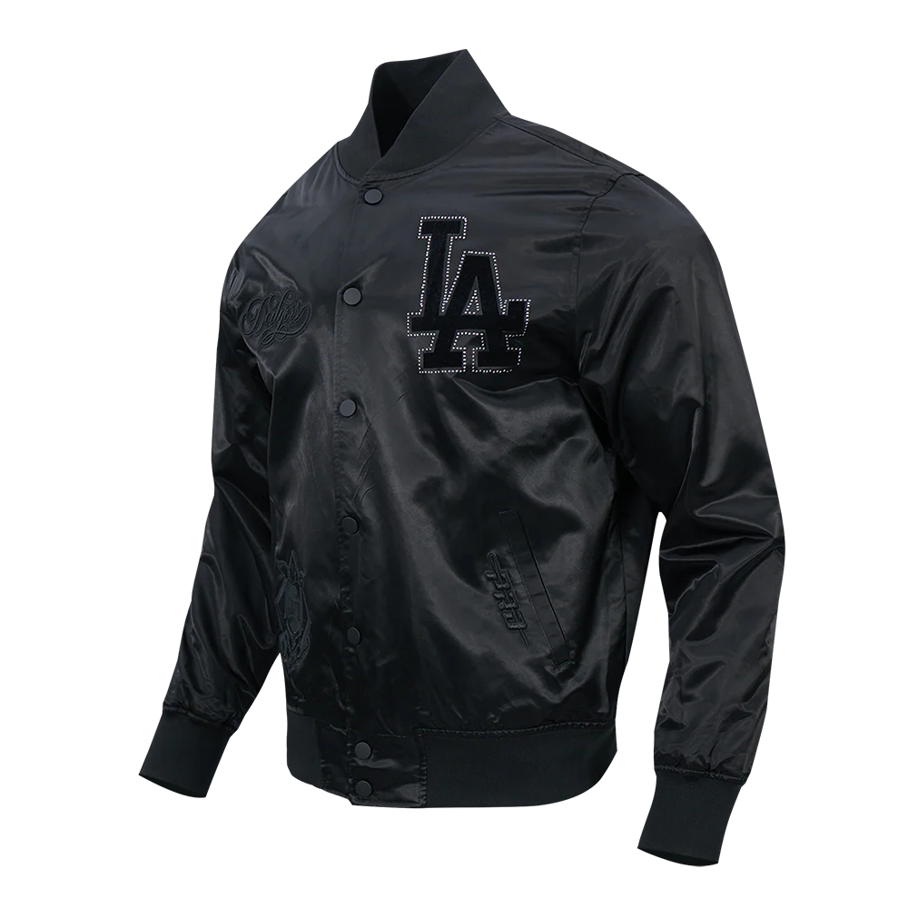 MLB LOS ANGELES DODGERS BLACKOUT MEN'S SATIN JACKET (BLACK) - Image 3