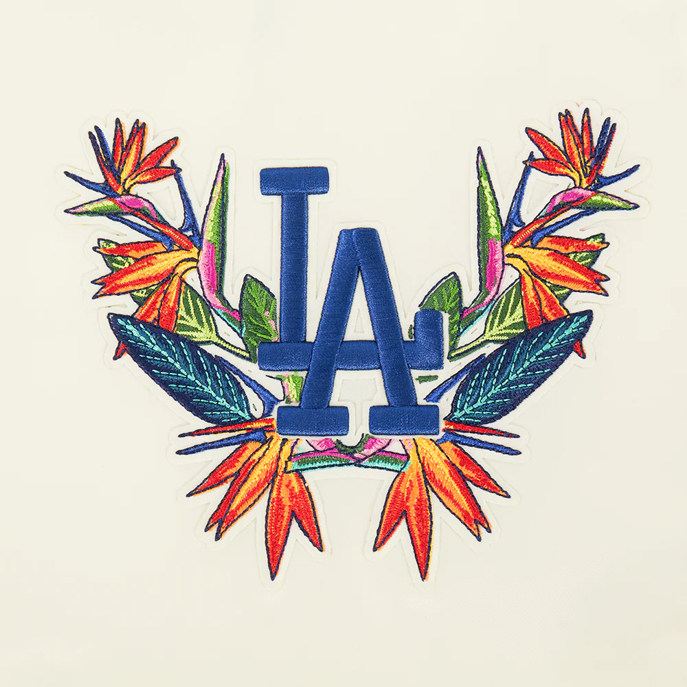 MLB LOS ANGELES DODGERS PARADISE MEN'S SATIN JACKET (EGGSHELL/ BLACK) - Image 5