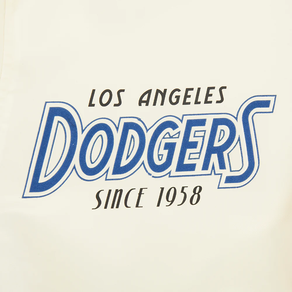 MLB LOS ANGELES DODGERS PARADISE MEN'S SATIN JACKET (EGGSHELL/ BLACK) - Image 6