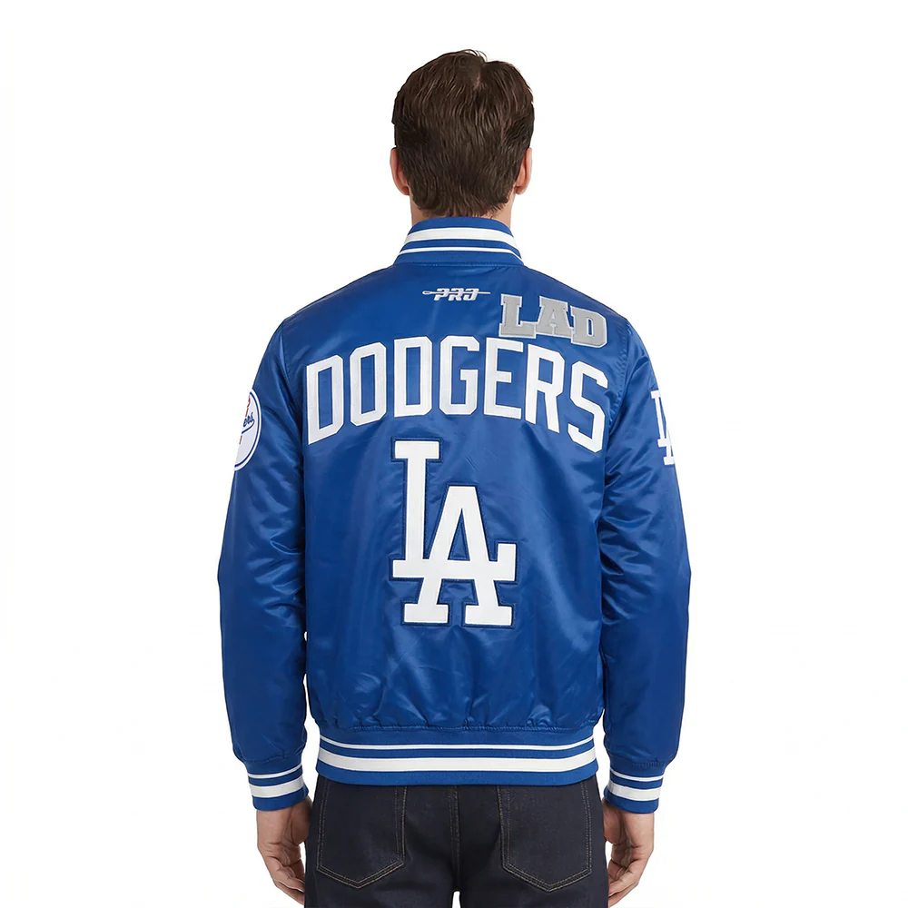 MLB LOS ANGELES DODGERS LETTERMAN MEN'S SATIN JACKET (DODGER BLUE) - Image 2