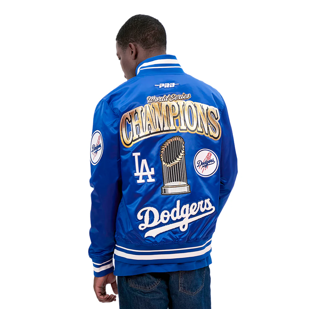 MLB LOS ANGELES DODGERS MLB WORLD SERIES 2025 PRO SATIN YD RIB JACKET (DODGER BLUE) - Image 2
