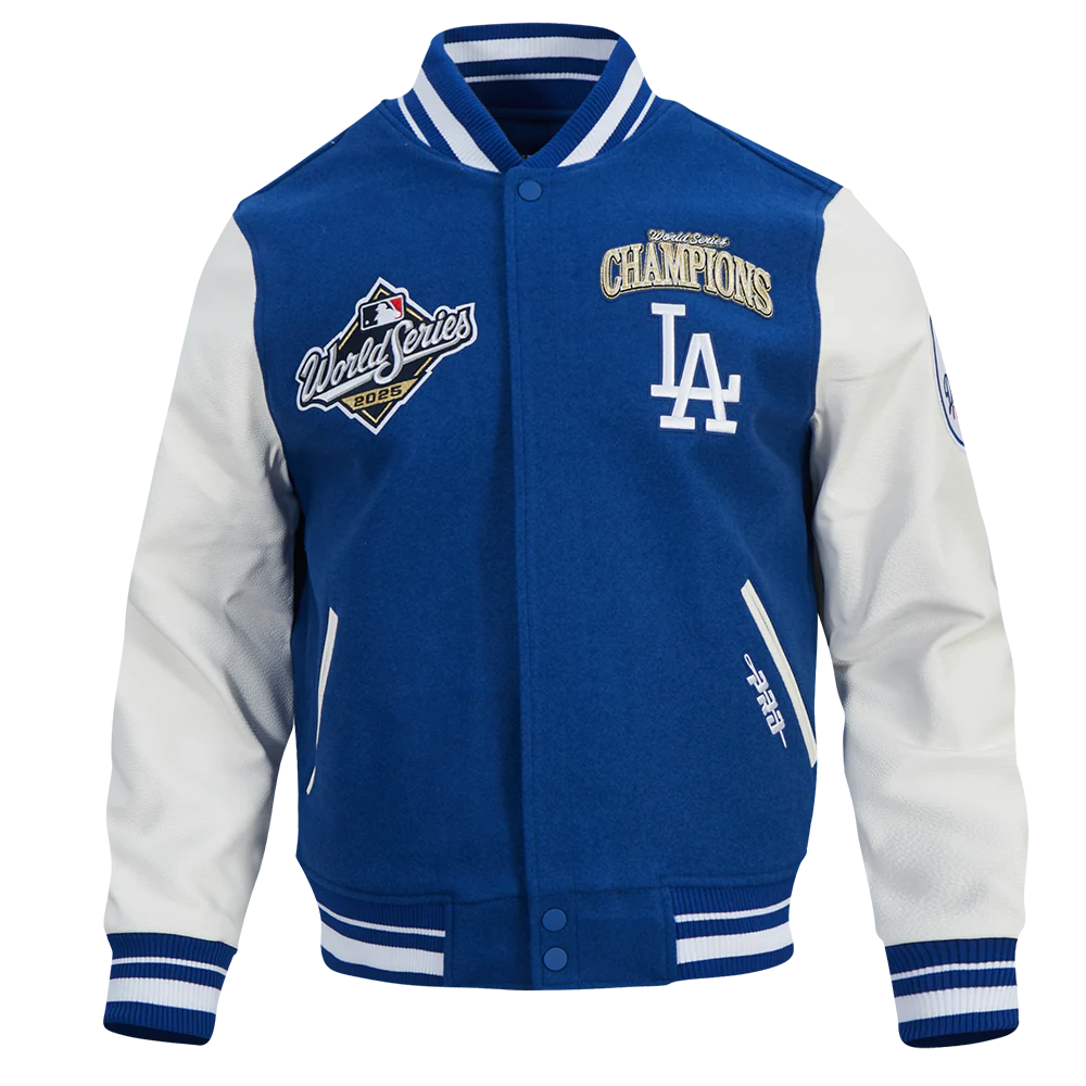 MLB LOS ANGELES DODGERS MLB WORLD SERIES 2025 MEN´S RIB WOOL VARSITY JACKET (DODGER BLUE/WHITE) - Image 3
