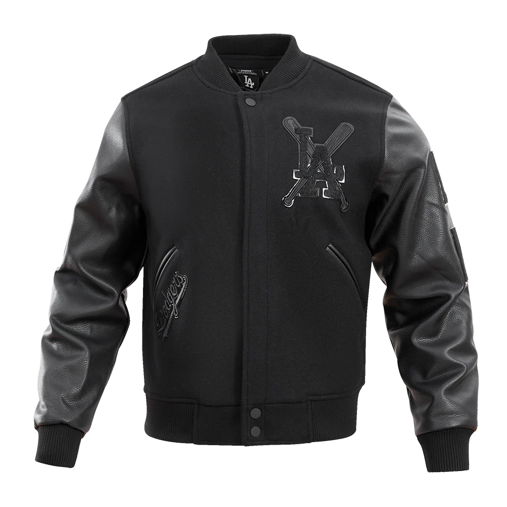 MLB LOS ANGELES DODGERS PRO TRIPLE BLACK MEN'S VARSITY JACKET (TRIPLE BLACK MEN'S)