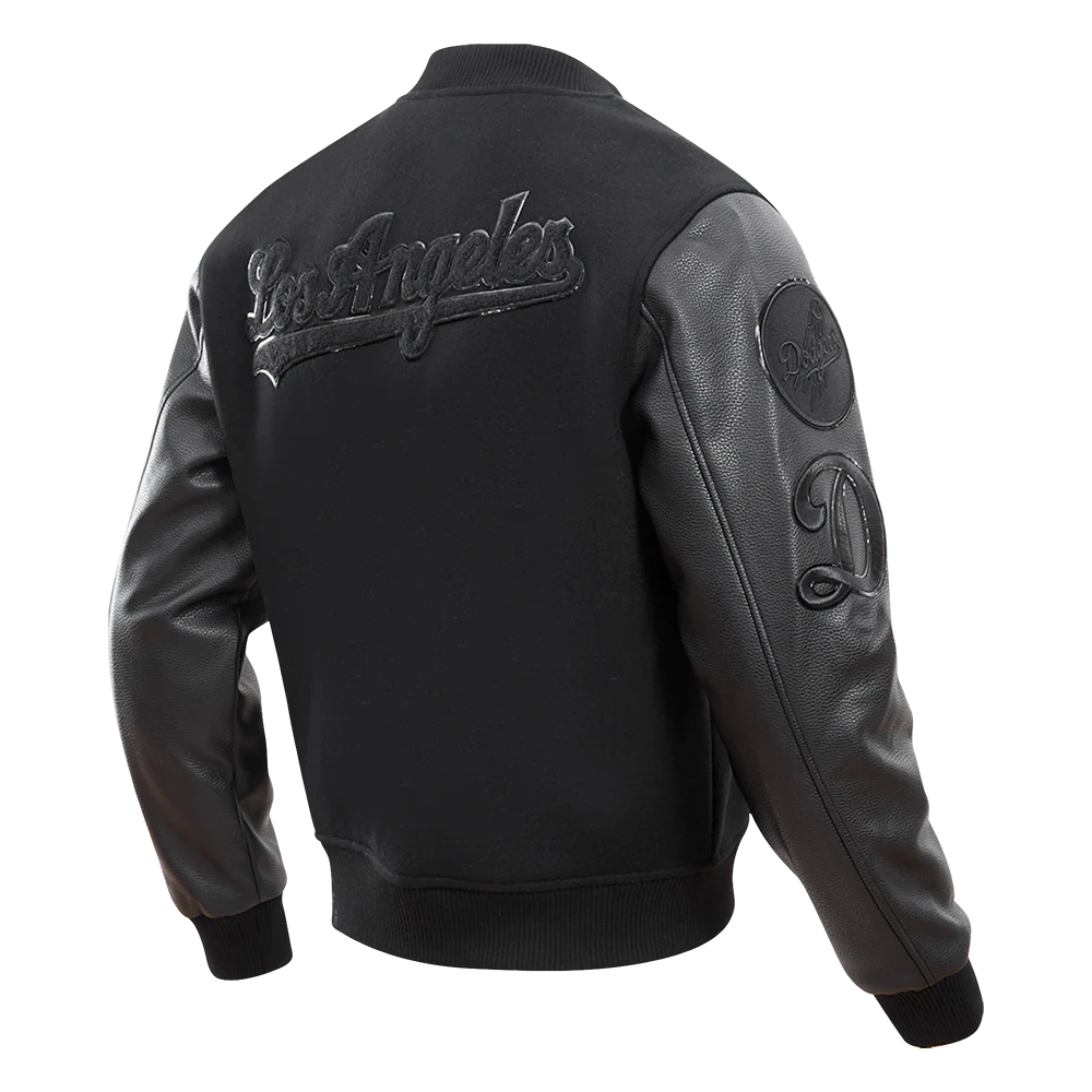 MLB LOS ANGELES DODGERS PRO TRIPLE BLACK MEN'S VARSITY JACKET (TRIPLE BLACK MEN'S) - Image 4
