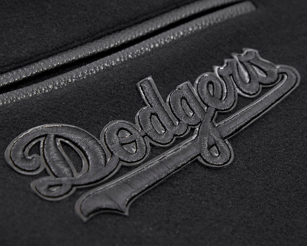 MLB LOS ANGELES DODGERS PRO TRIPLE BLACK MEN'S VARSITY JACKET (TRIPLE BLACK MEN'S) - Image 6