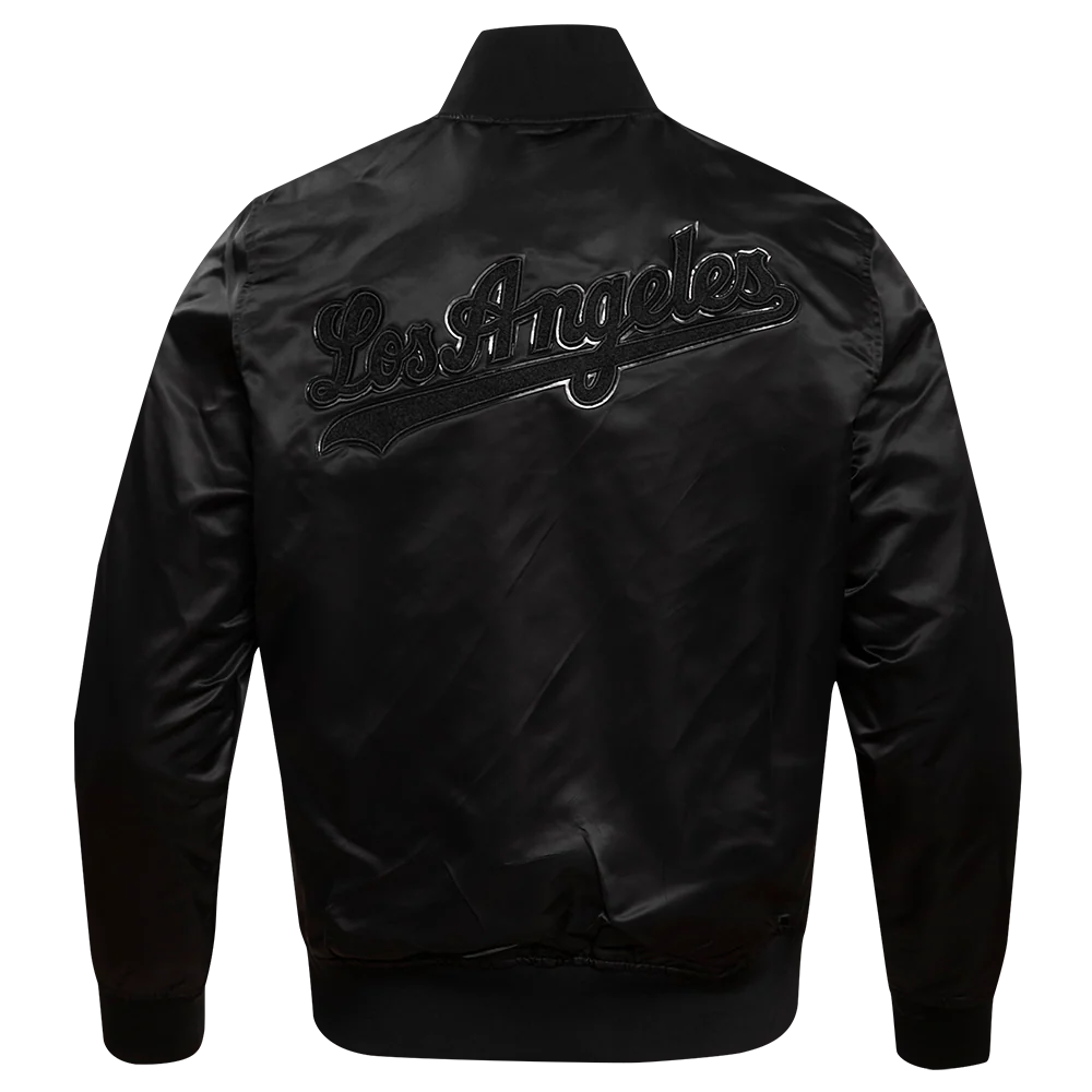 MLB LOS ANGELES DODGERS PRO TRIPLE BLACK MEN'S SATIN JACKET (TRIPLE BLACK) - Image 4