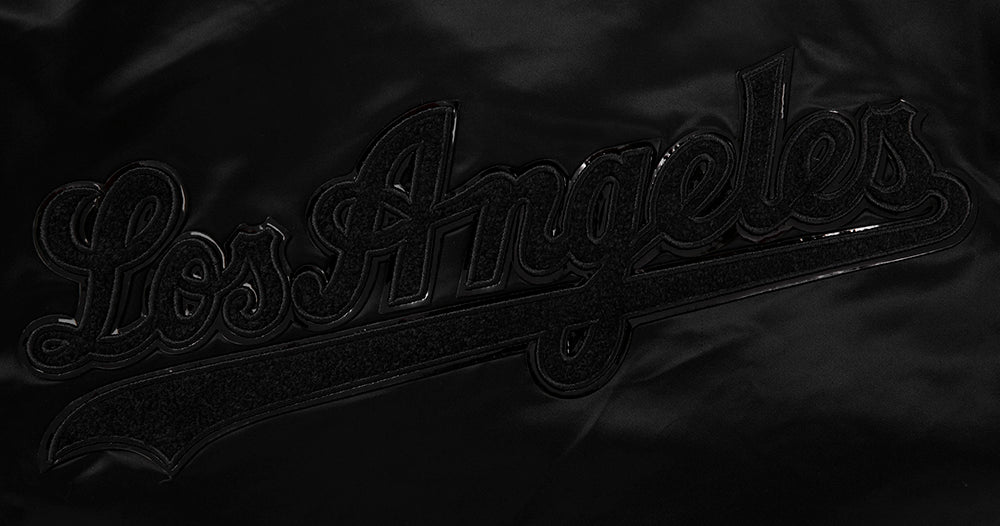 MLB LOS ANGELES DODGERS PRO TRIPLE BLACK MEN'S SATIN JACKET (TRIPLE BLACK) - Image 5