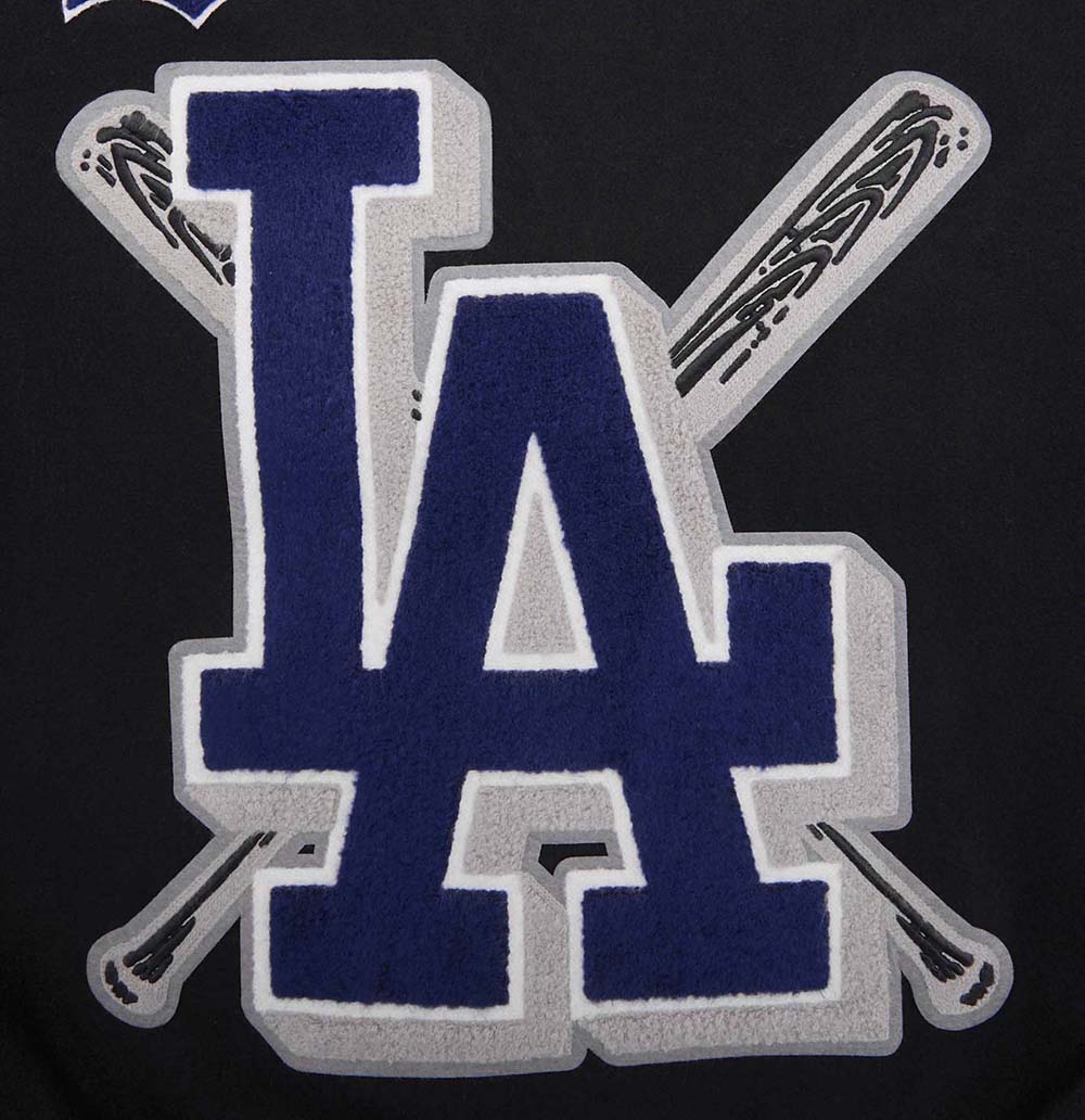 MLB LOS ANGELES DODGERS MASHUP MEN'S RIB WOOL VARSITY JACKET (BLACK/DODGER BLUE) - Image 6