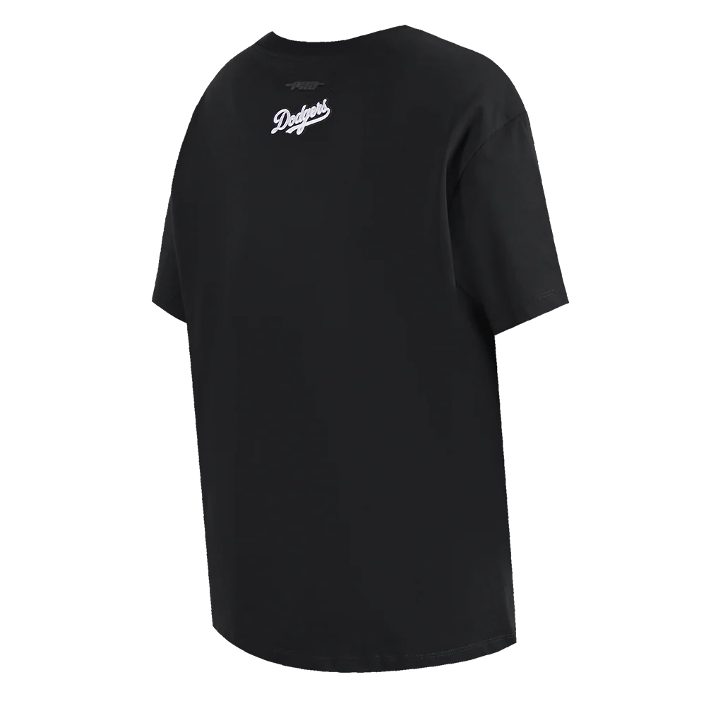 MLB LOS ANGELES DODGERS SCRIPT TAIL WOMEN'S COTTON BOYFRIEND TOP (BLACK) - Image 3