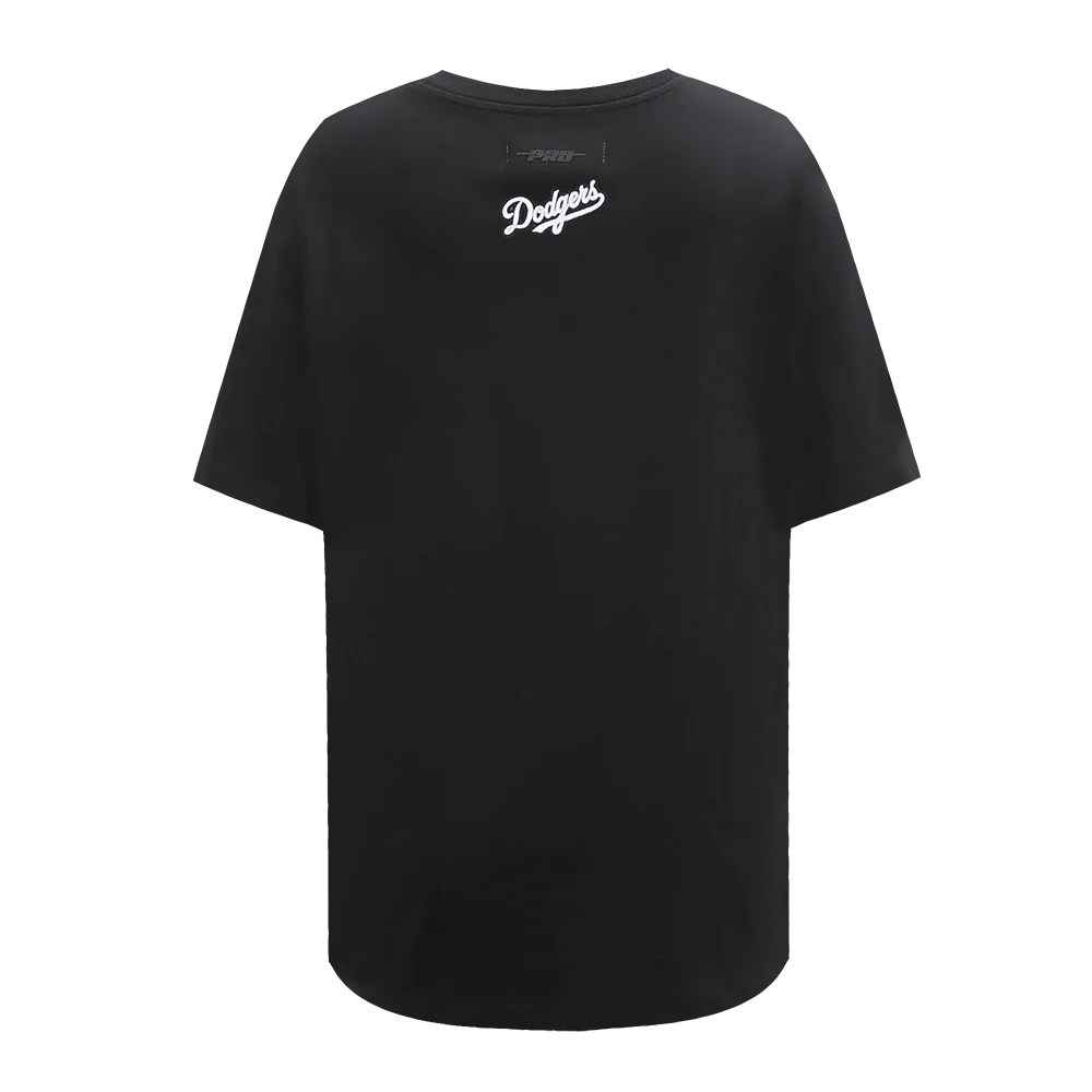 MLB LOS ANGELES DODGERS SCRIPT TAIL WOMEN'S COTTON BOYFRIEND TOP (BLACK) - Image 4