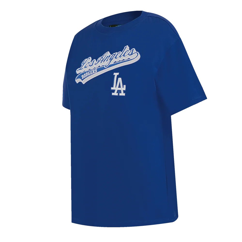 MLB LOS ANGELES DODGERS SCRIPT TAIL WOMEN'S COTTON BOYFRIEND TOP (DODGER BLUE) - Image 2