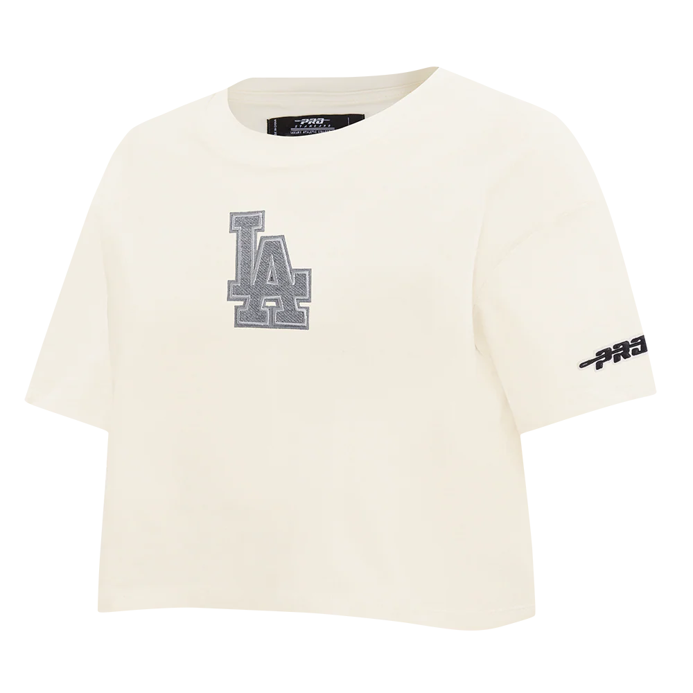 MLB LOS ANGELES DODGERS REVERSE FRENCH TERRY WOMEN'S SINGLE JERSEY BOXY TOP (EGGSHELL) - Image 6