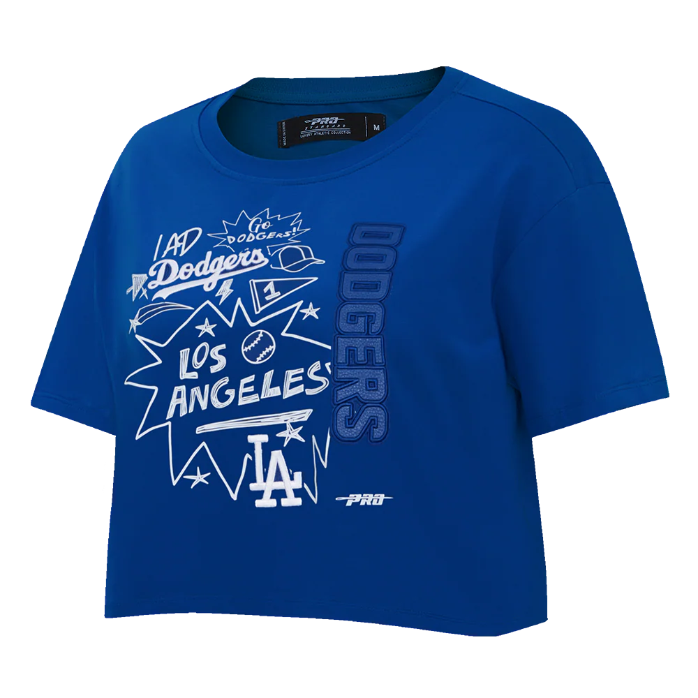 MLB LOS ANGELES DODGERS SKETCHBOOK WOMEN'S SINGLE JERSEY BOXY TEE (DODGER BLUE) - Image 4