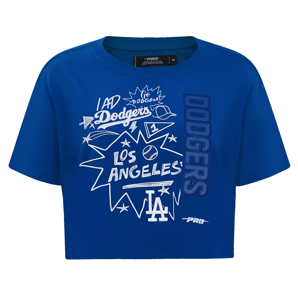 MLB LOS ANGELES DODGERS SKETCHBOOK WOMEN'S SINGLE JERSEY BOXY TEE (DODGER BLUE) - Image 5