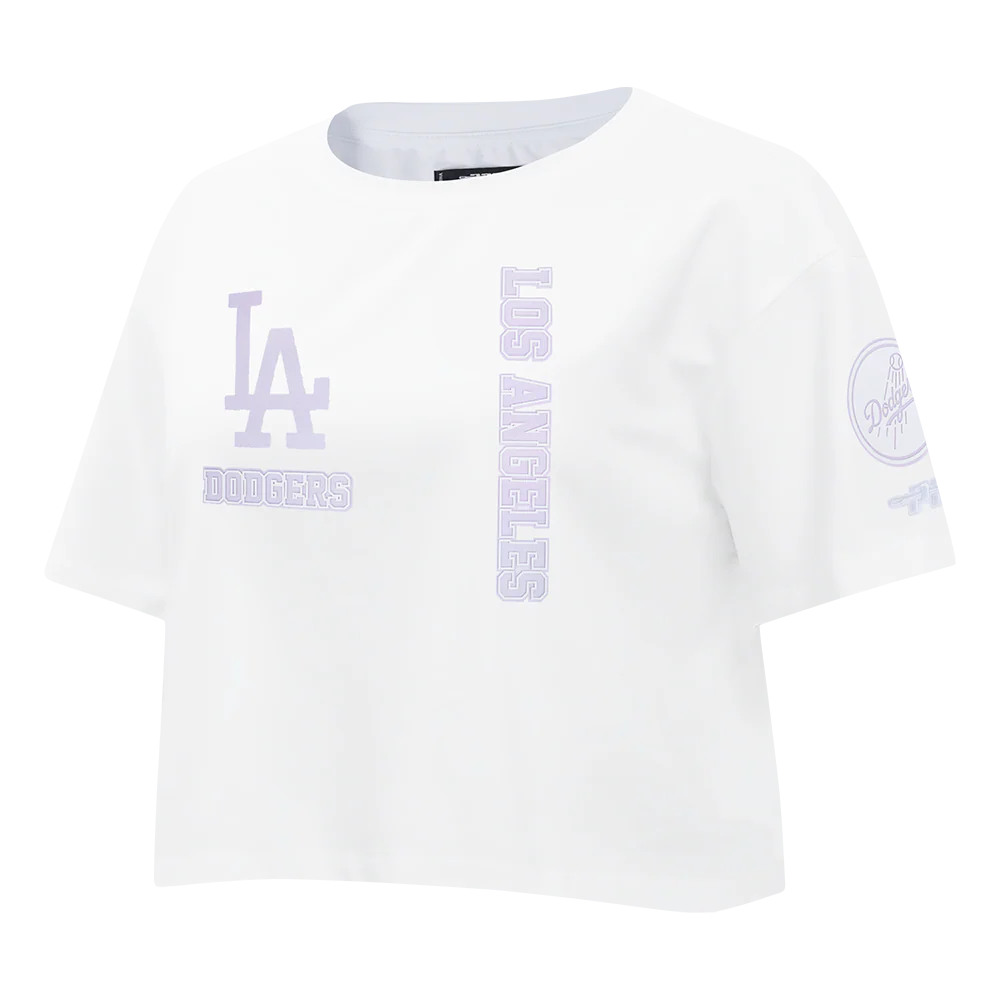 MLB LOS ANGELES DODGERS HOLOGRAM WOMEN'S SINGLE JERSEY BOXY TOP (WHITE) - Image 2