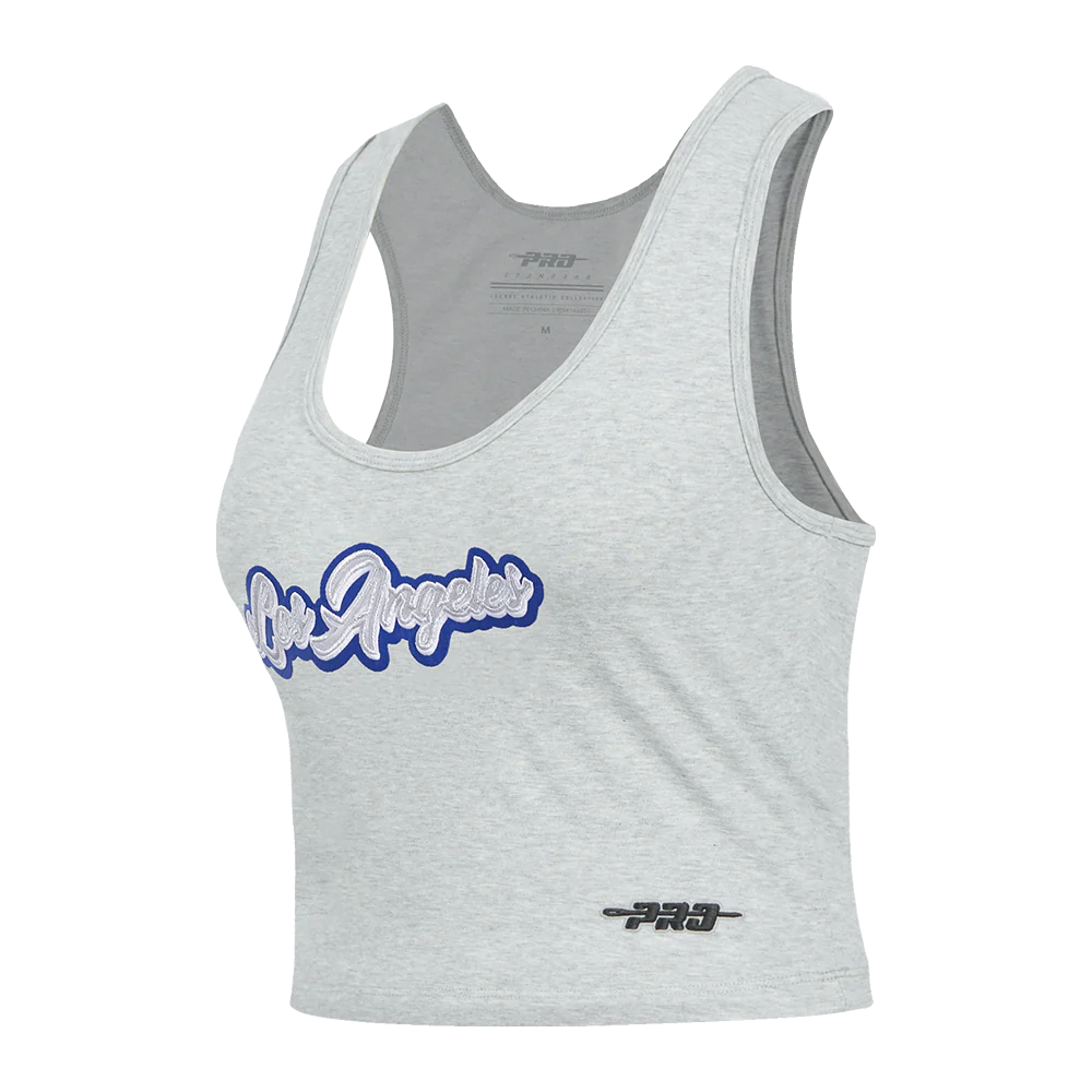 MLB LOS ANGELES DODGERS SHEER INFLUENCE WOMEN'S FITTED RACERBACK (HEATHER GREY) - Image 2