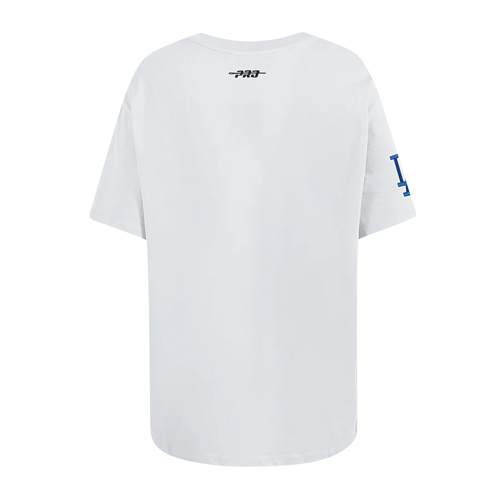 MLB LOS ANGELES DODGERS SHEER INFLUENCE WOMEN'S BOYFRIEND TOP (WHITE) - Image 3