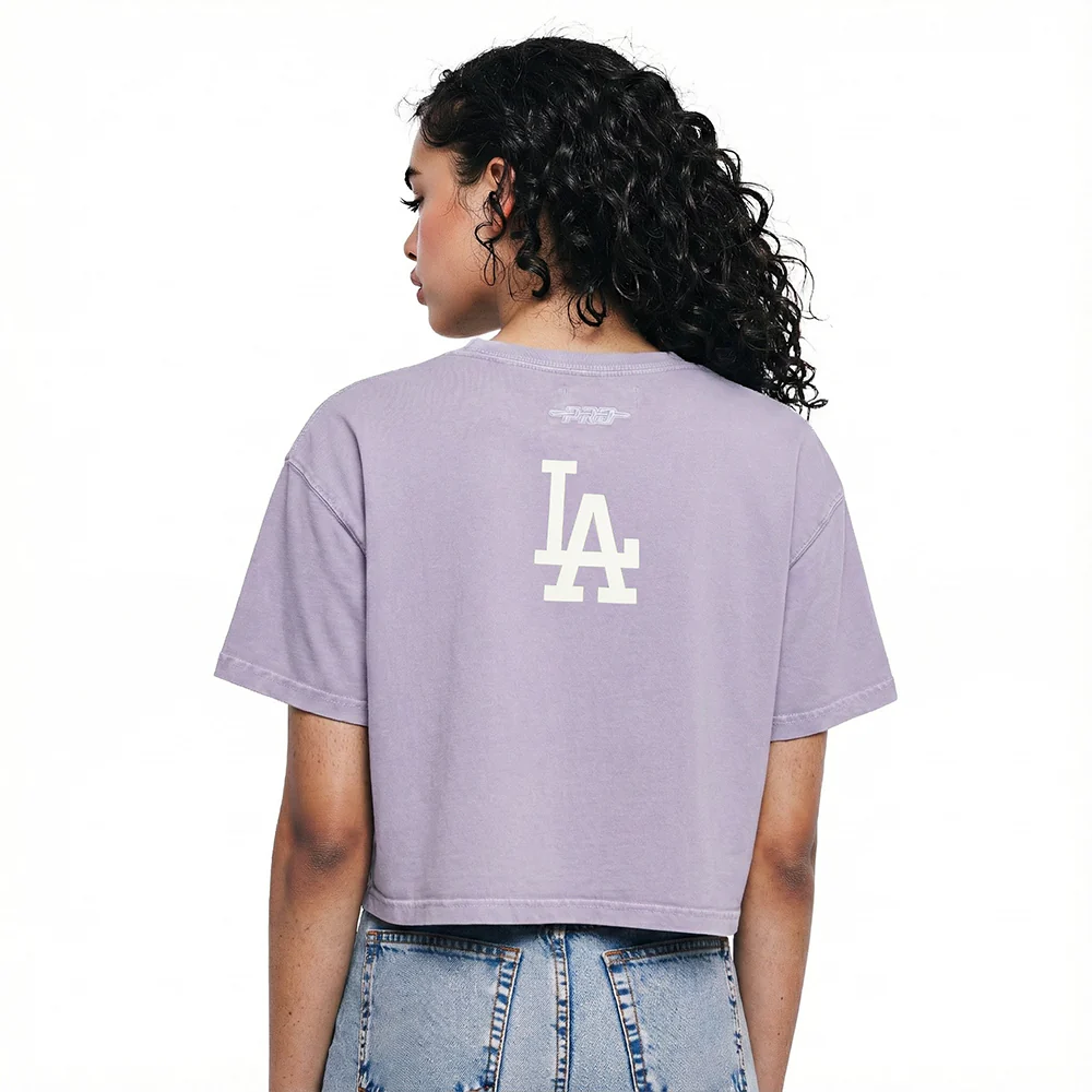 MLB LOS ANGELES DODGERS STREET TEAM WOMEN'S ENZYME WASH BOXY TEE (WASHED LILAC GRAY) - Image 2