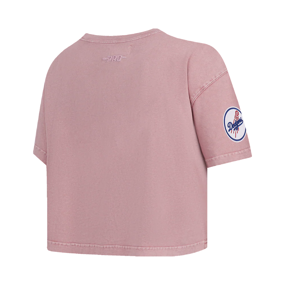 MLB LOS ANGELES DODGERS WASHED JEWELS WOMEN'S S/S BOXY TOP (WASHED MAUVE) - Image 4