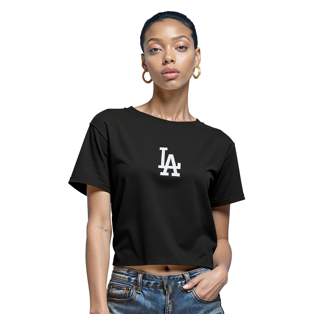 MLB LOS ANGELES DODGERS WINGSPAN WOMEN'S SJ BOXY TEE (BLACK) - Image 2