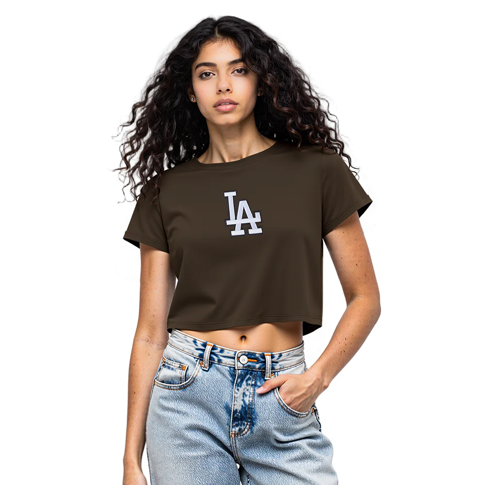MLB LOS ANGELES DODGERS WINGSPAN WOMEN'S SJ BOXY TEE (BROWN) - Image 2