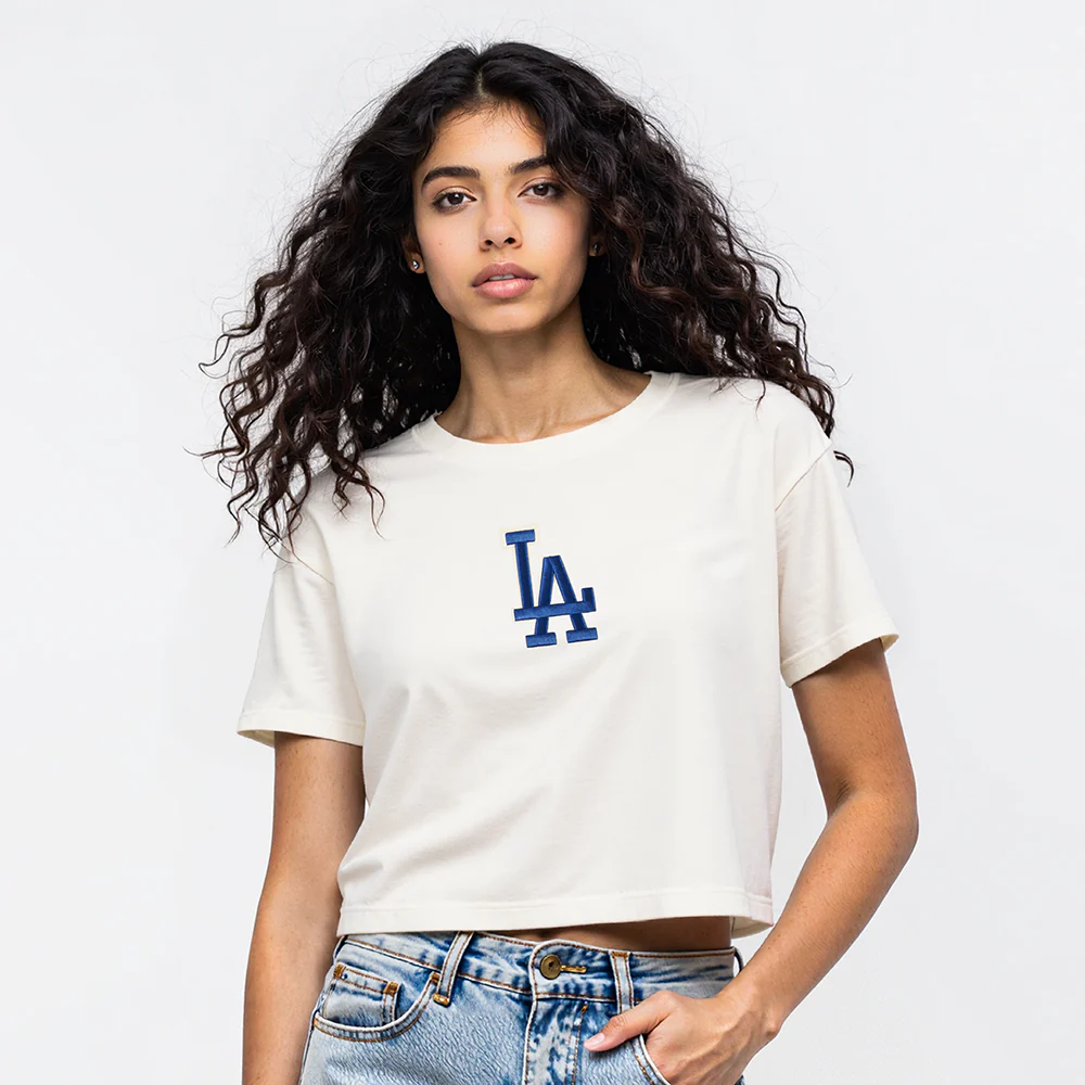 MLB LOS ANGELES DODGERS WINGSPAN WOMEN'S SJ BOXY TEE (EGGSHELL) - Image 2