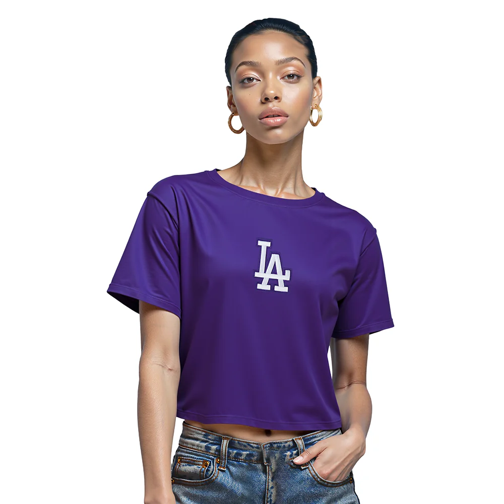 MLB LOS ANGELES DODGERS WINGSPAN WOMEN'S SJ BOXY TEE (PURPLE) - Image 2