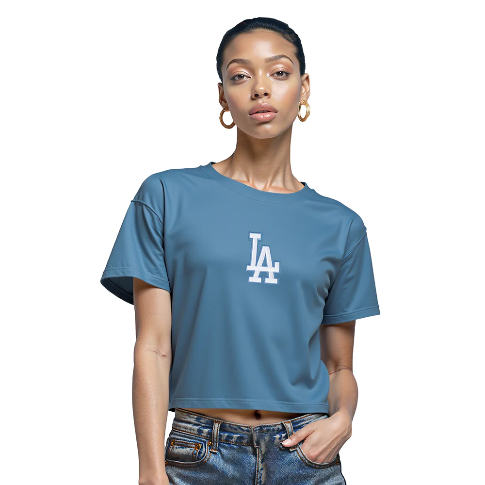 MLB LOS ANGELES DODGERS WINGSPAN WOMEN'S SJ BOXY TEE (STEEL BLUE) - Image 2