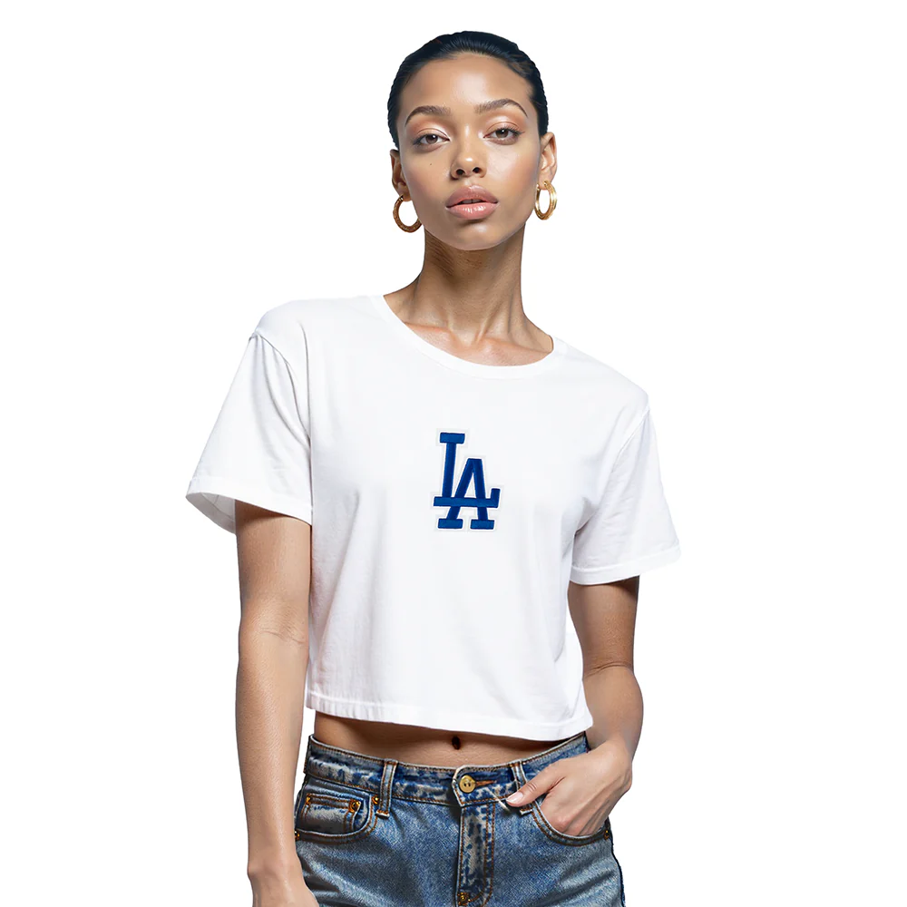 MLB LOS ANGELES DODGERS WINGSPAN WOMEN'S SJ BOXY TEE (WHITE) - Image 2