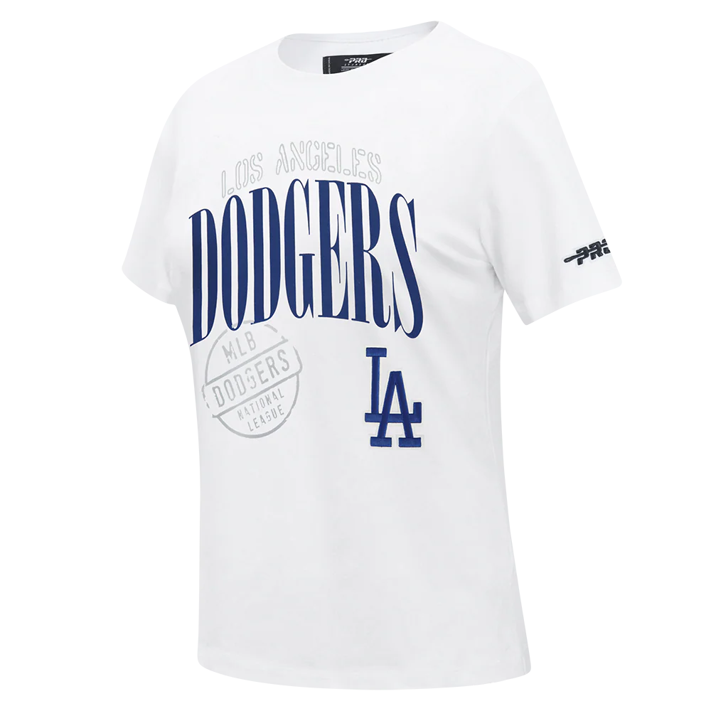 MLB LOS ANGELES DODGERS STAMPED WOMEN'S S/S SLIM TOP (WHITE) - Image 3