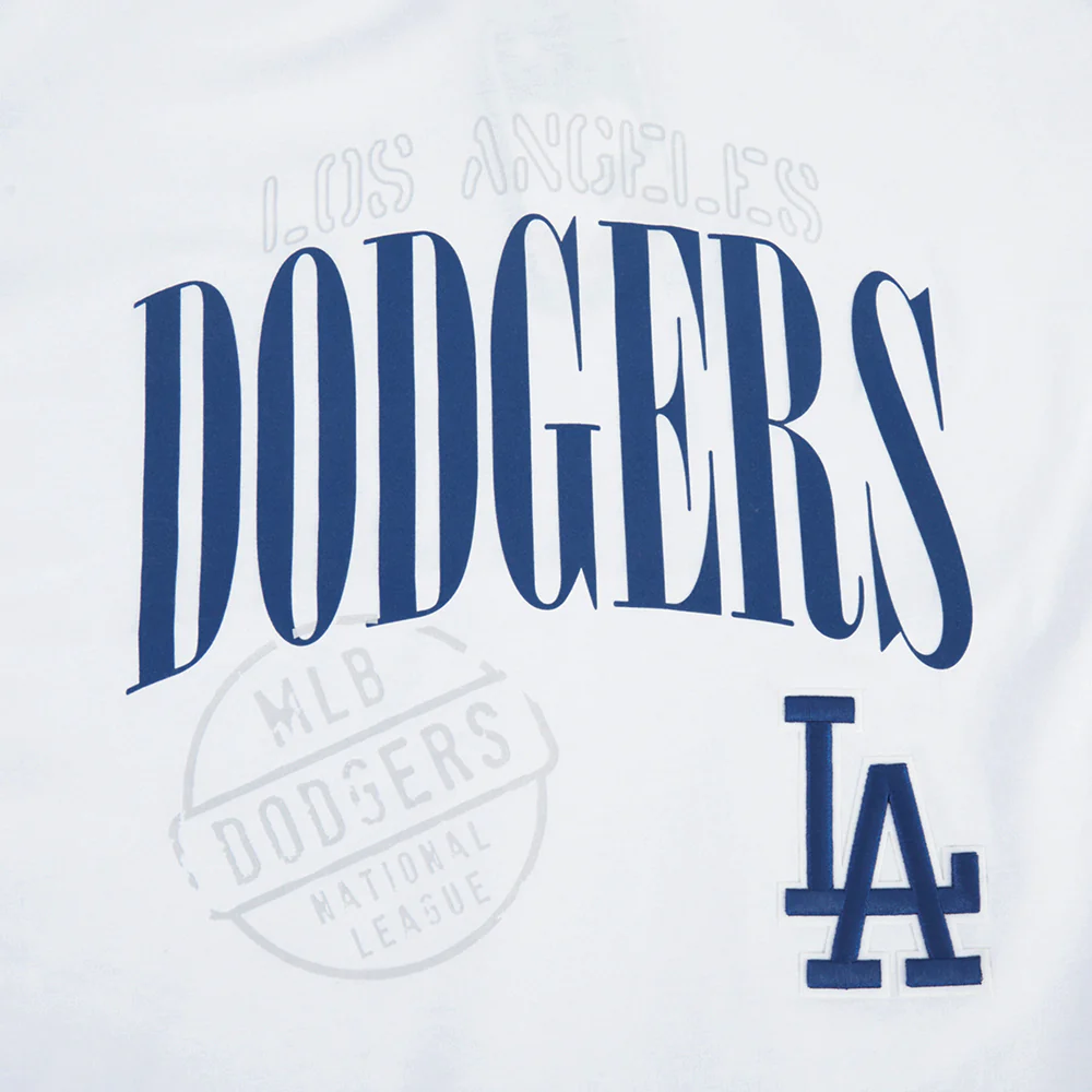 MLB LOS ANGELES DODGERS STAMPED WOMEN'S S/S SLIM TOP (WHITE) - Image 5