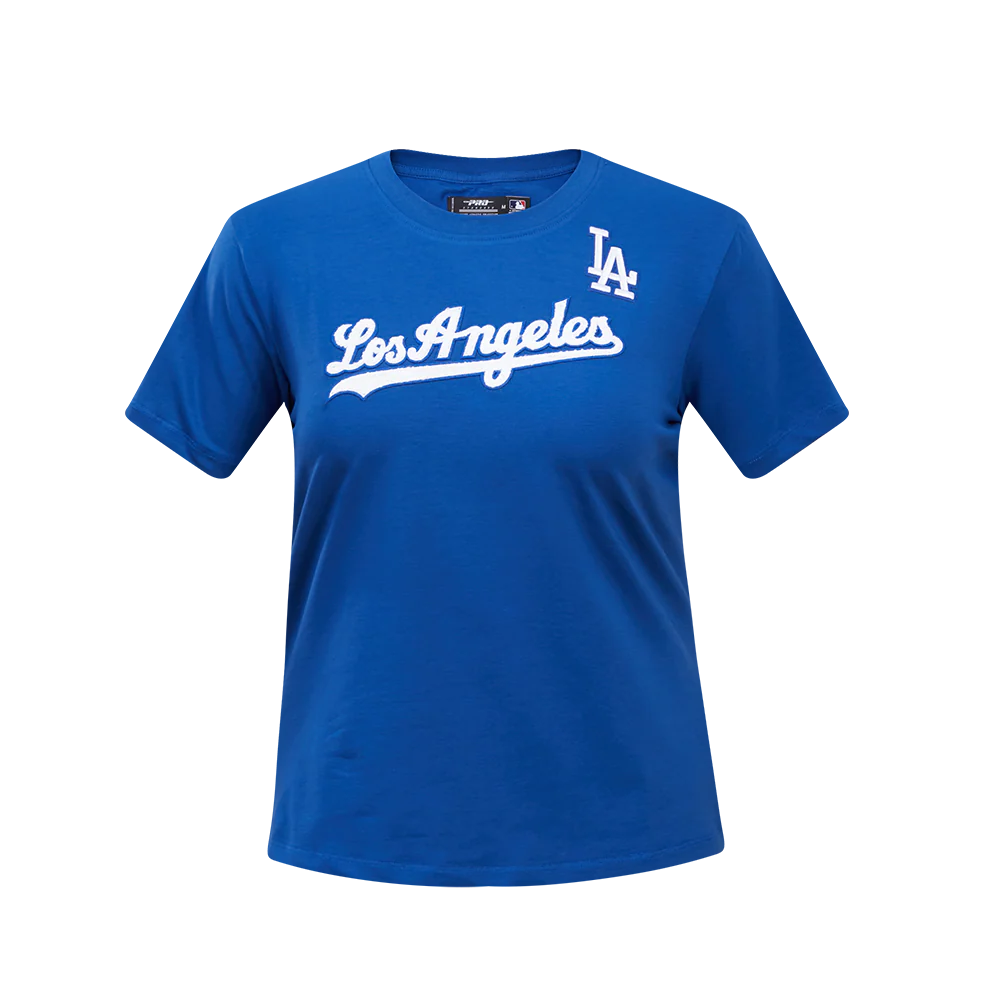 MLB LOS ANGELES DODGERS CLASSIC SHORT SLEEVE WOMEN'S SINGLE JERSEY SLIM FIT TOP (DODGER BLUE)