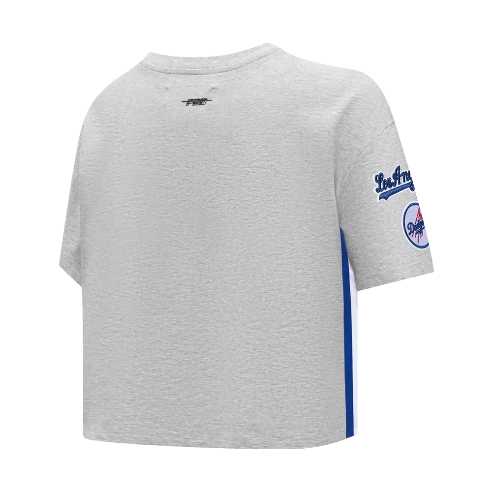 MLB LOS ANGELES DODGERS MASHUP WOMEN'S BOXY TOP (HEATHER GREY) - Image 4