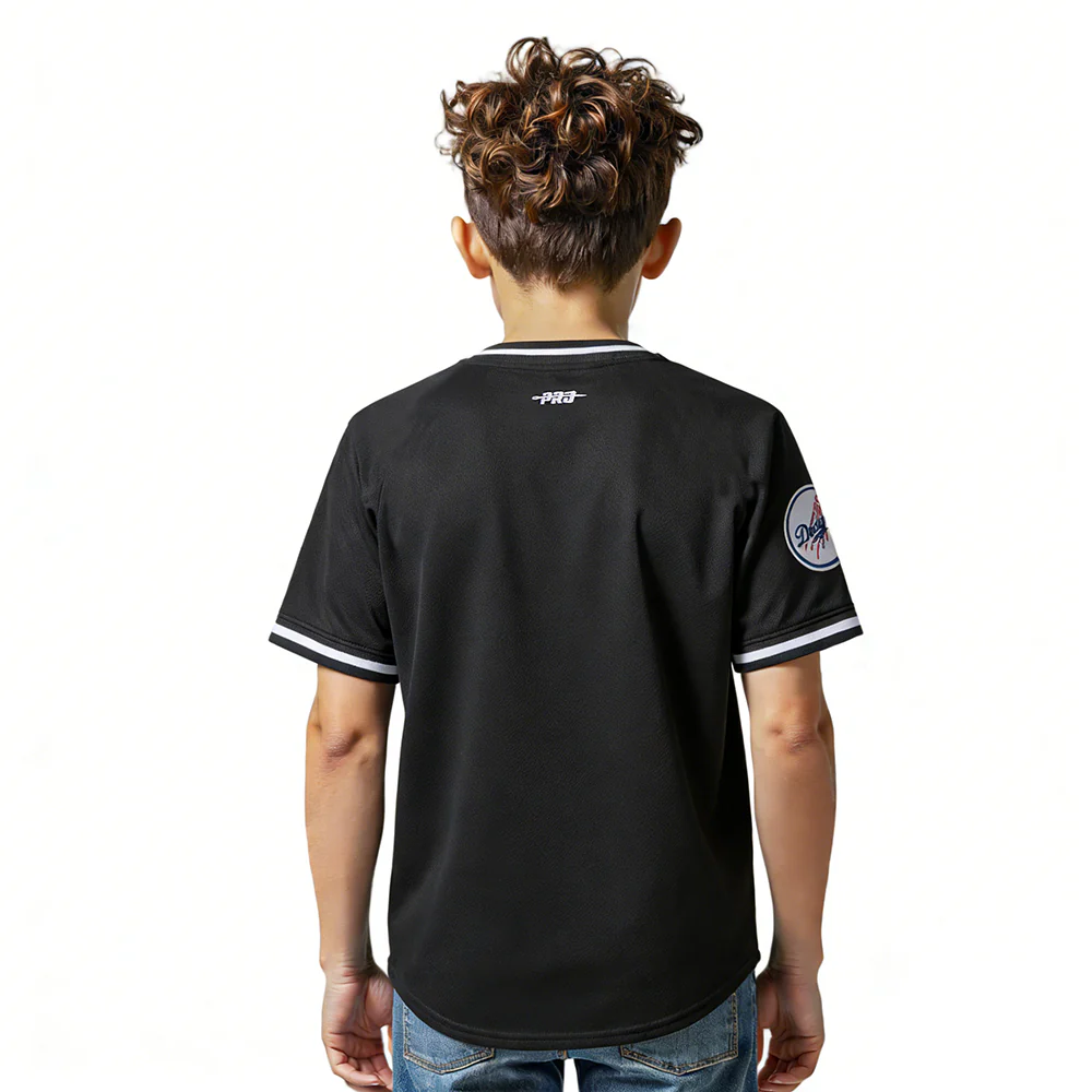 MLB LOS ANGELES DODGERS CLASSIC BIG BOY'S SS STRIPED RIB TOP (BLACK) - Image 2