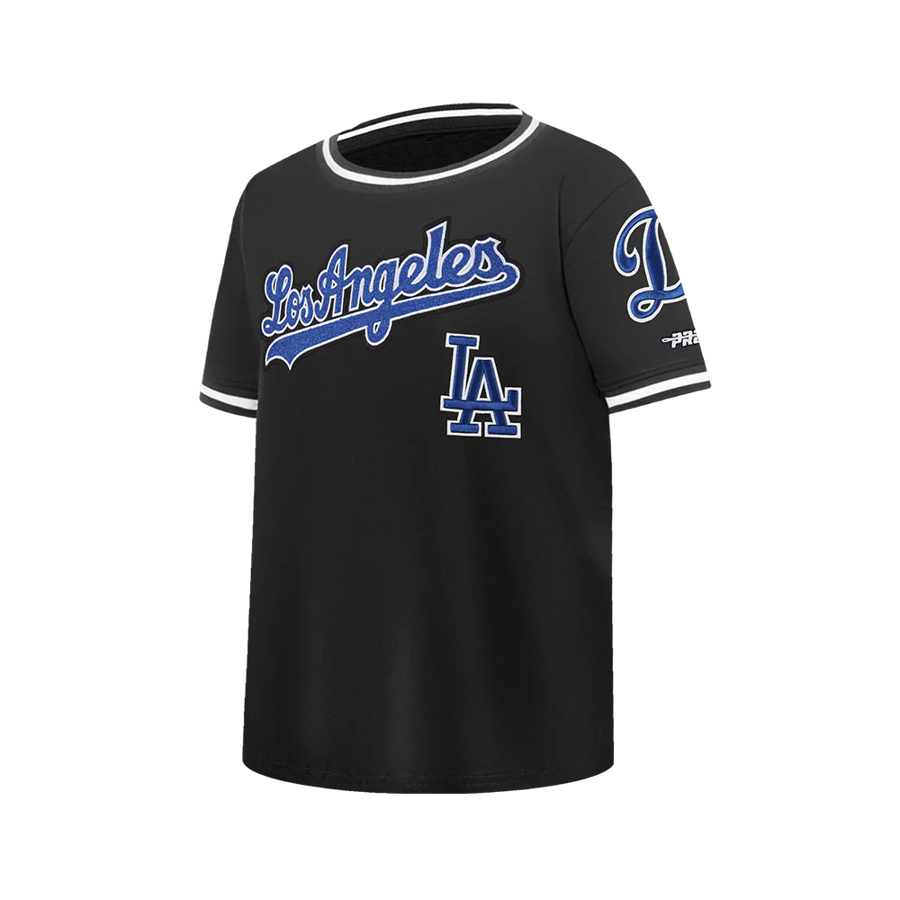 MLB LOS ANGELES DODGERS CLASSIC BIG BOY'S SS STRIPED RIB TOP (BLACK) - Image 3