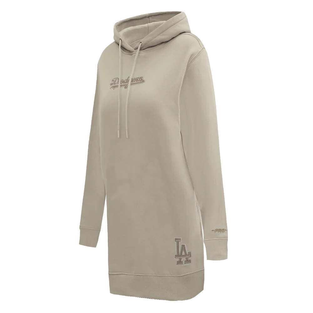 MLB LOS ANGELES DODGERS WINGSPAN WOMEN'S FLC HOODIE DRESS (TAUPE) - Image 3
