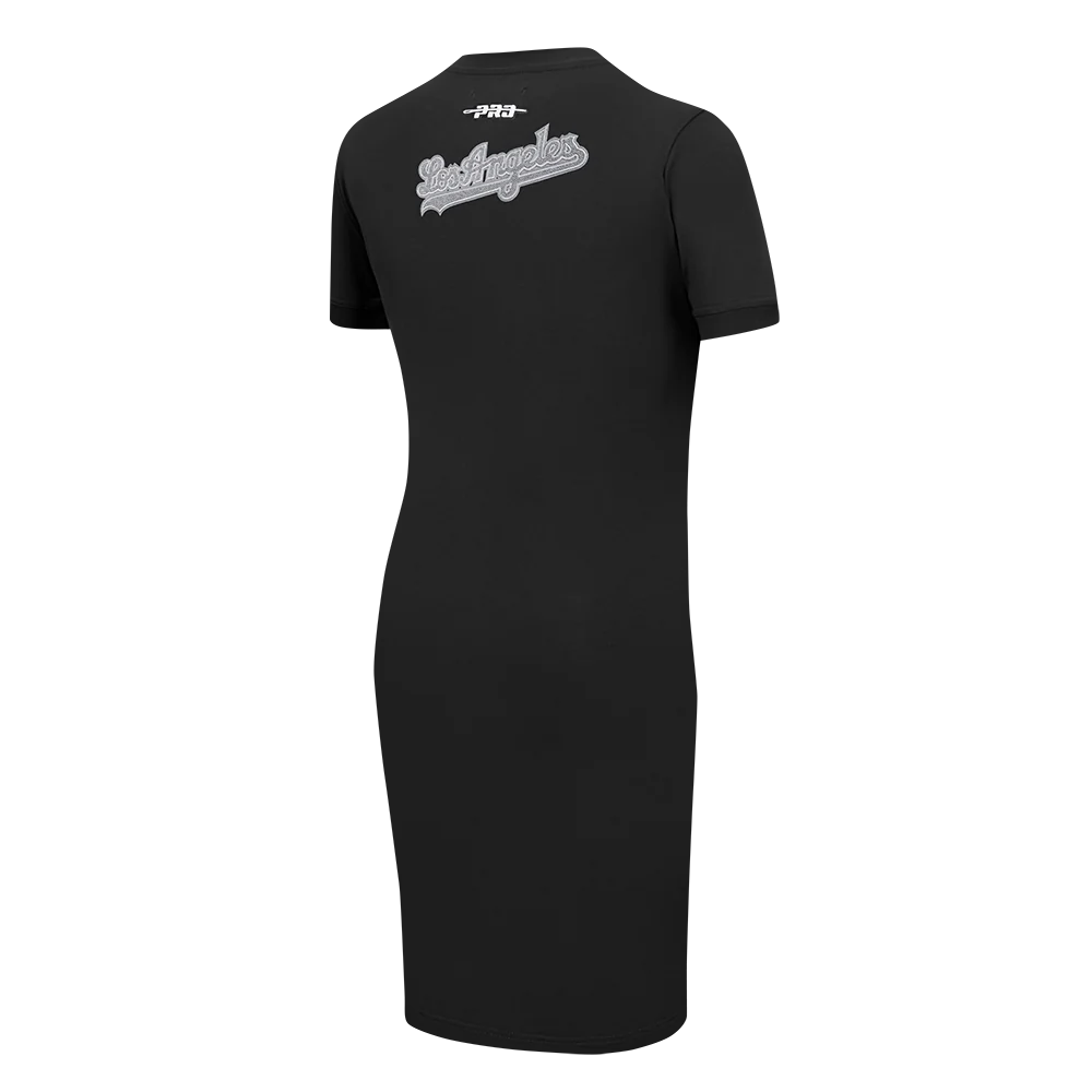 MLB LOS ANGELES DODGERS REVERSE FRENCH TERRY WOMEN'S BODYCON DRESS (BLACK) - Image 4