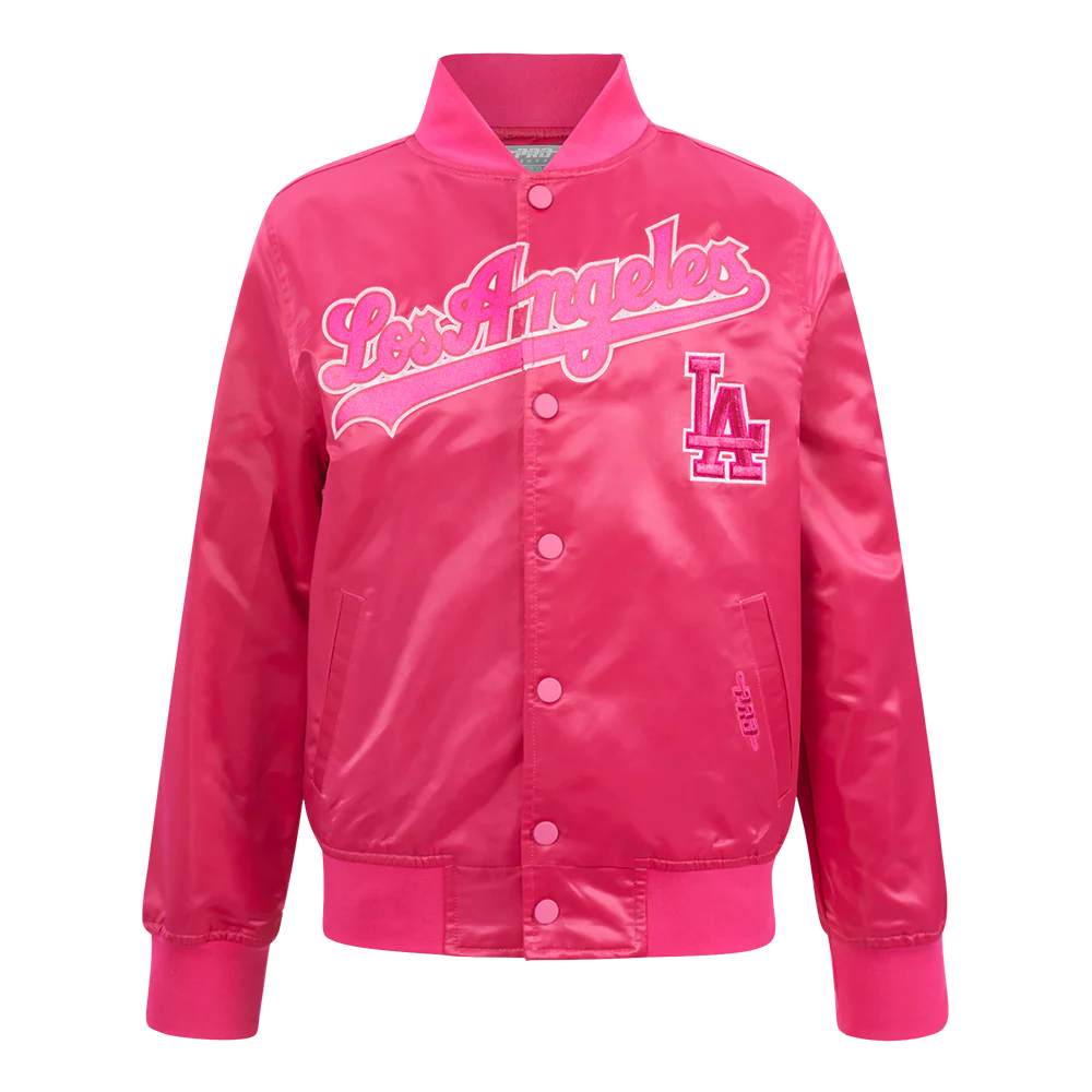MLB LOS ANGELES DODGERS TRIPLE PINK BIG GIRLS SATIN JACKET (BEETROOT PURPLE)