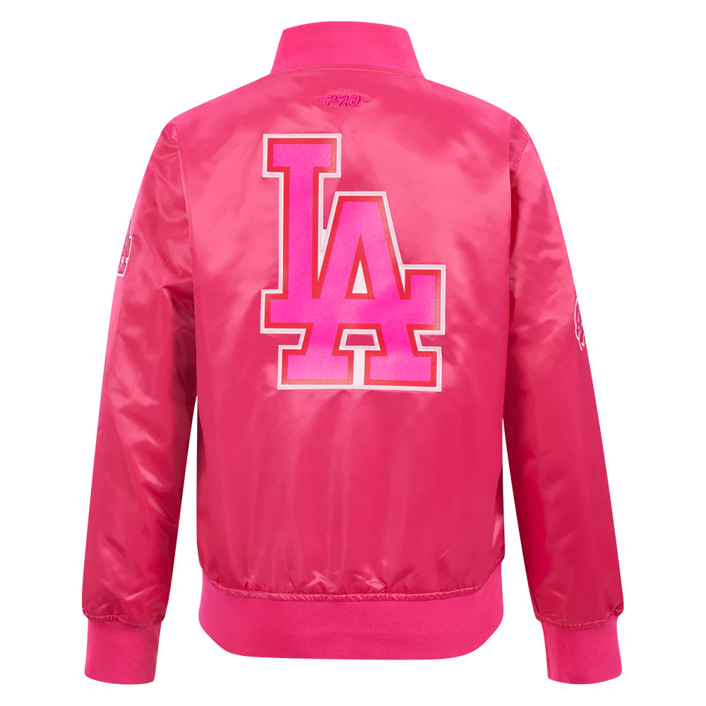 MLB LOS ANGELES DODGERS TRIPLE PINK BIG GIRLS SATIN JACKET (BEETROOT PURPLE) - Image 3