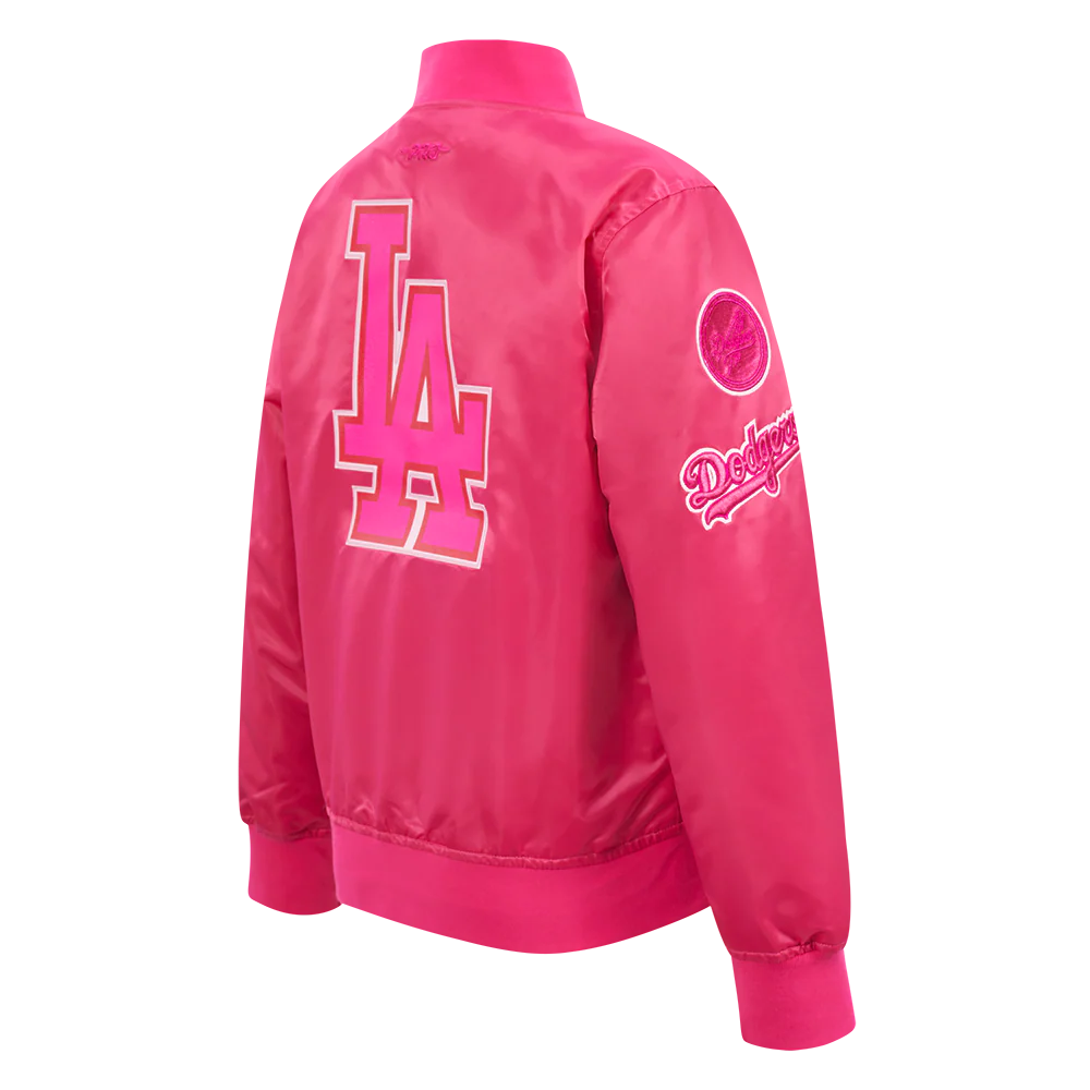 MLB LOS ANGELES DODGERS TRIPLE PINK BIG GIRLS SATIN JACKET (BEETROOT PURPLE) - Image 4