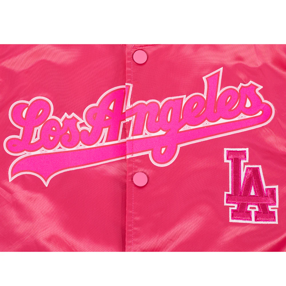 MLB LOS ANGELES DODGERS TRIPLE PINK BIG GIRLS SATIN JACKET (BEETROOT PURPLE) - Image 5